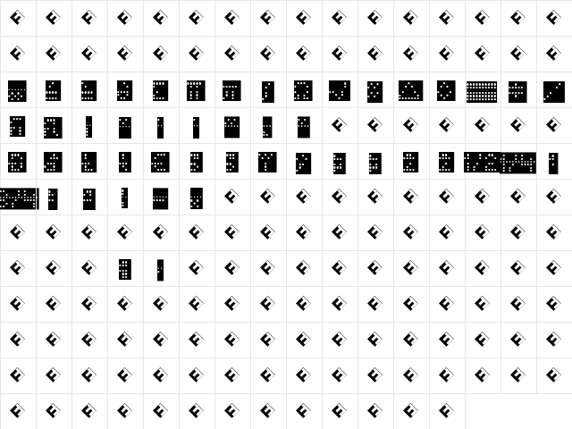 Papertape Regular  glyph index