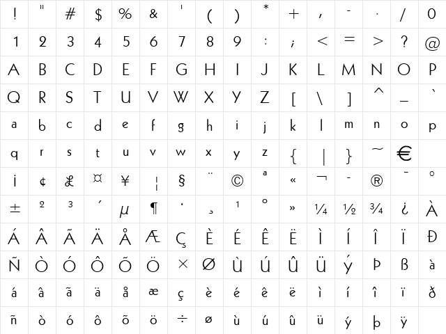 Geo112 Normal  glyph index