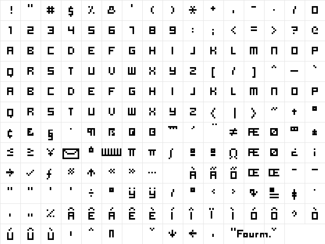 hooge 0855 Regular  glyph index
