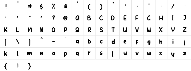 Letter Kids Regular  glyph index