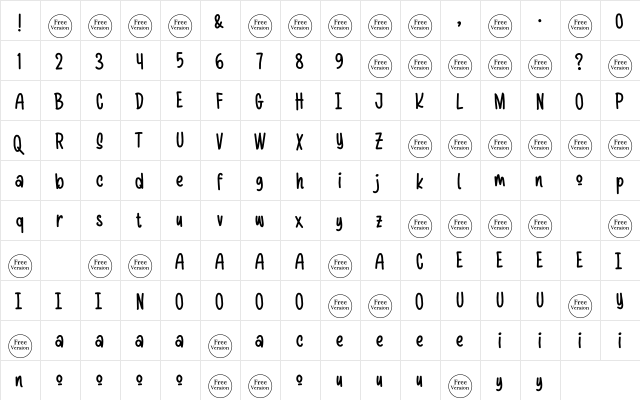 Kulo Free Version Regular  glyph index