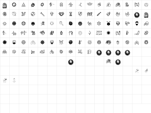 Coronavirus Regular  glyph index