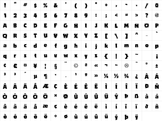 Carver Regular  glyph index