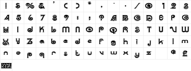 Trenz Regular  glyph index