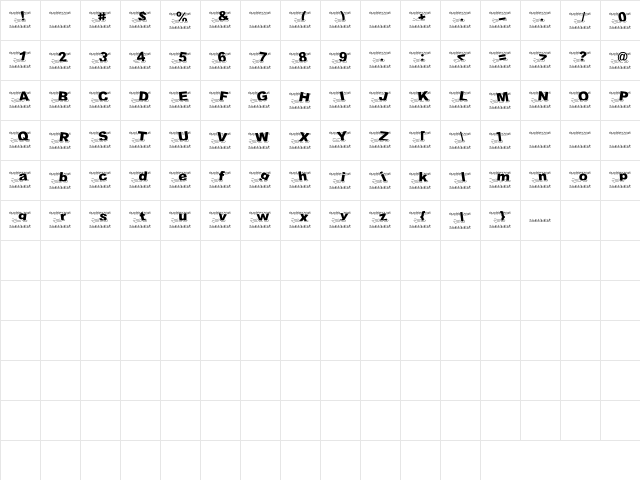 LD River Run Regular  glyph index