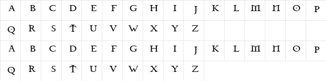 Celtic Garamond Regular  glyph index