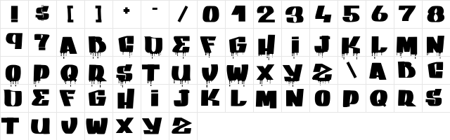 GANG BANG CRIME Regular  glyph index