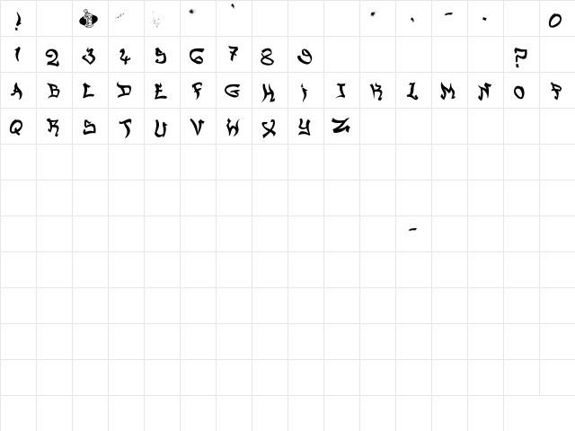 Lower East Side Regular  glyph index