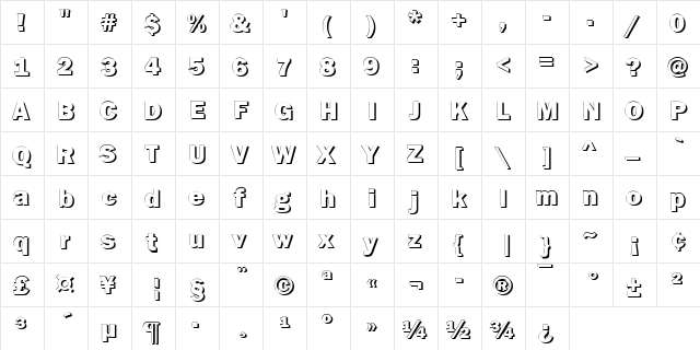 Goffik-Shadow Shadow  glyph index