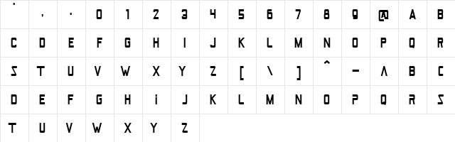 Jet Pilot Regular  glyph index
