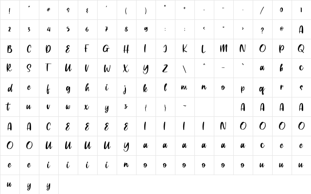 Wakeup Regular  glyph index
