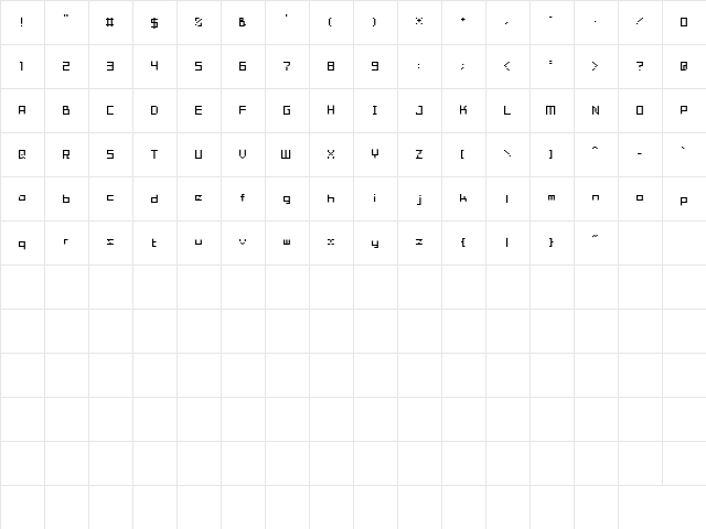 tama mini01 Regular  glyph index