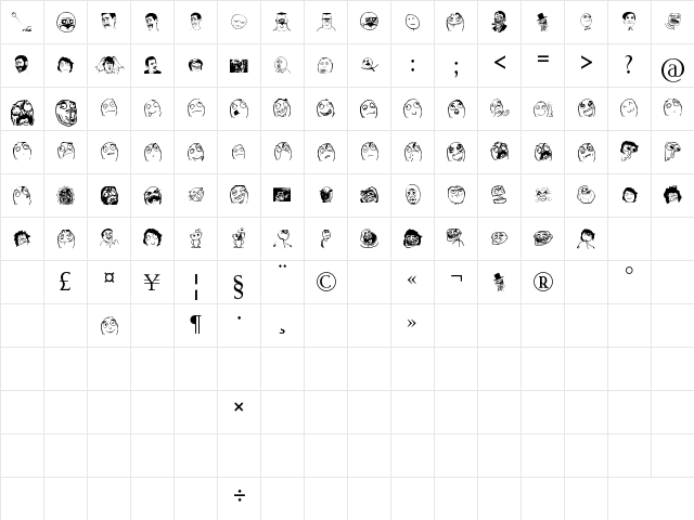 Far.Chehre Regular  glyph index