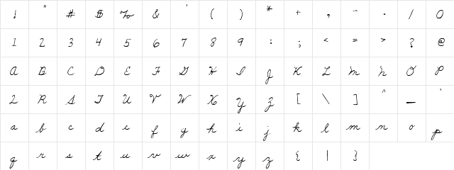 LD Script 5 Regular  glyph index