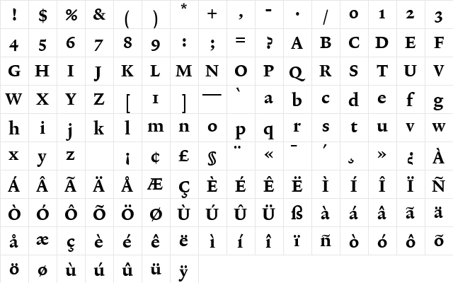 Lexicon No2 Roman D Txt  glyph index