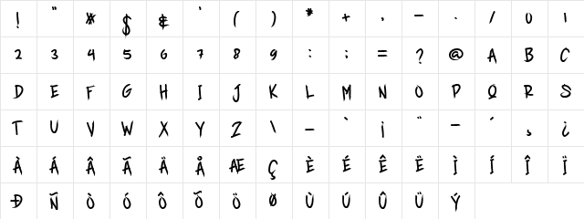 IRON RANGER Regular  glyph index