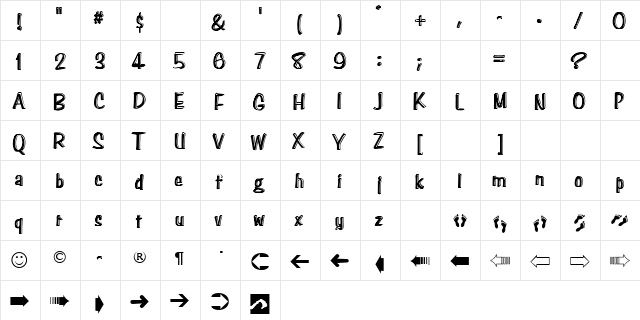 Paghetti Normal  glyph index