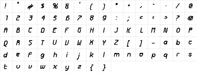 Futurex Engraved Regular  glyph index