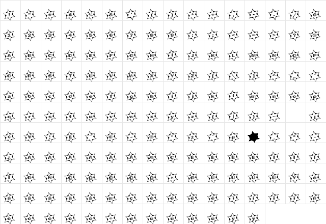 Cirque d'Etoilles Regular  glyph index