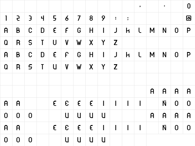 CORPOREA Regular  glyph index