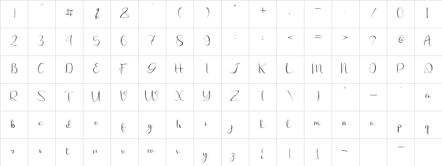 Hayatti Regular  glyph index