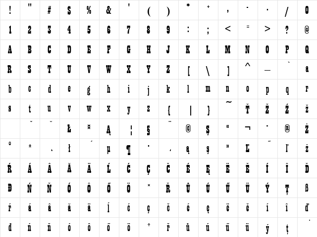 PlaybillDEE Regular  glyph index