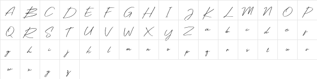 Celine Peach Free Script Regular  glyph index