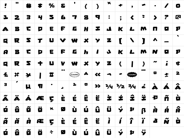 Cro-Magnum Regular  glyph index