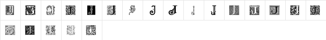 Ornamental Initials J Regular  glyph index