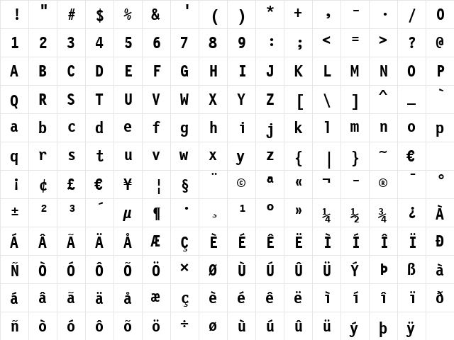 LettrGoth12 BT Bold  glyph index