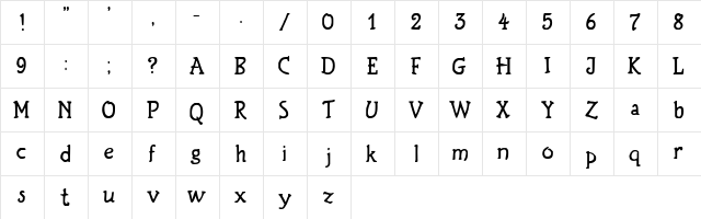 DT Little Star Regular  glyph index