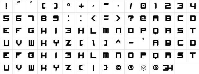 Stellar Kombat Nominal  glyph index