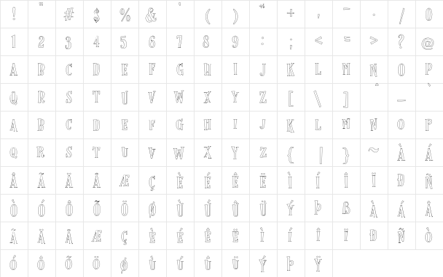 Les Paul Outline  glyph index