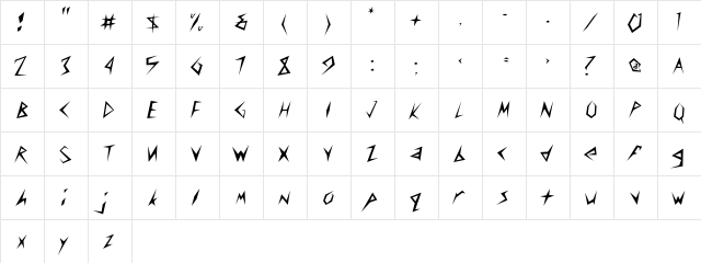 MunsyFont-Light Regular  glyph index
