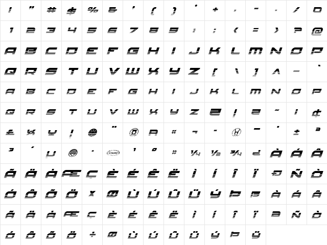 Red Rocket Halftone Italic Italic  glyph index