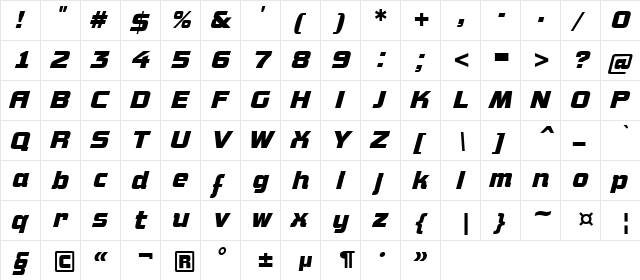 a_Concepto BoldItalic  glyph index