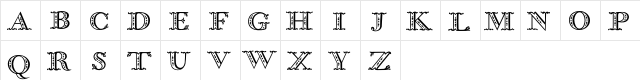 BodoniClassic ShadowInitials  glyph index