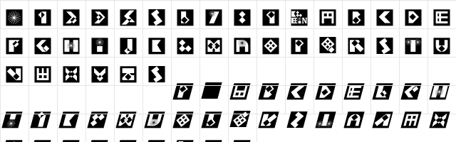 KFirstBricksMirored Regular  glyph index
