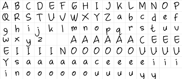 Chamilla Kids Regular  glyph index