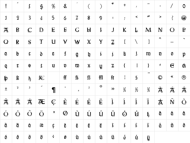 Hunting Becker Normal  glyph index
