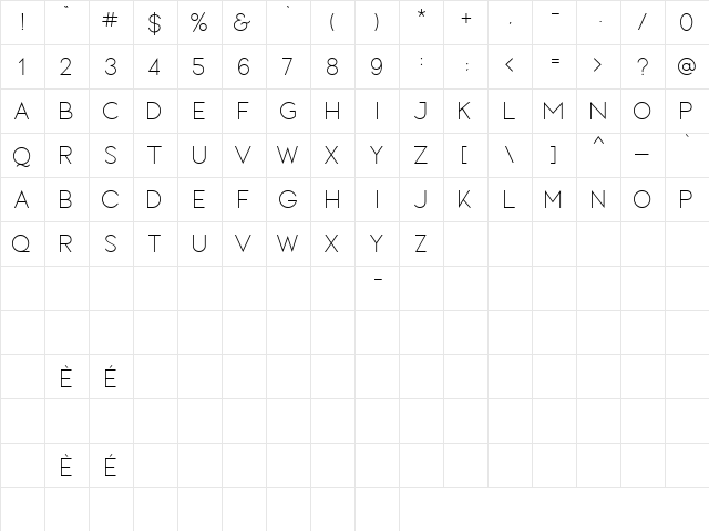 LOVES REG  glyph index
