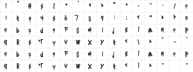 Poisoned Paradigm Regular  glyph index