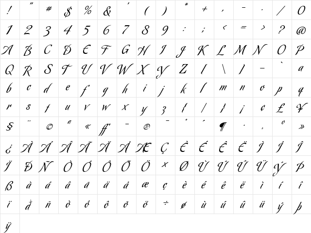 Koziupack Regular  glyph index