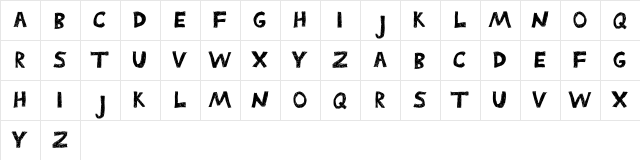 Childhood Bold  glyph index