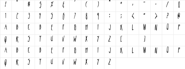 Long Tom Regular  glyph index