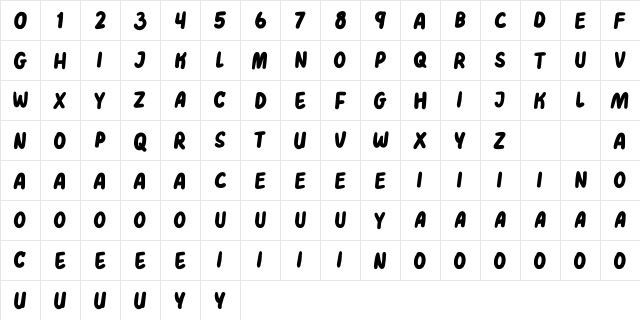 HEY JUNE Demo Regular  glyph index