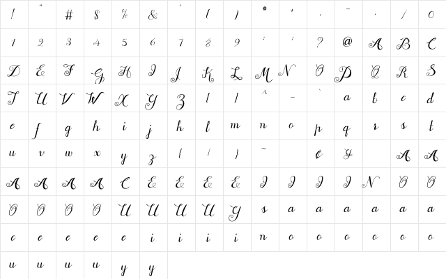 Jofi Regular  glyph index