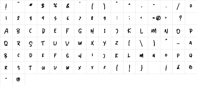 Black Sambath Regular  glyph index