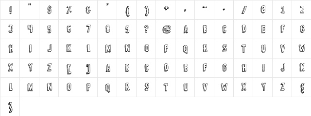 3-D Sketch Regular  glyph index