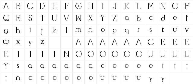 Livingston Demo Serif Regular  glyph index